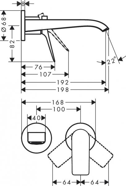 Hansgrohe Vivenis håndvaskarmatur t/indbygning - 19,2 cm - Mat sort