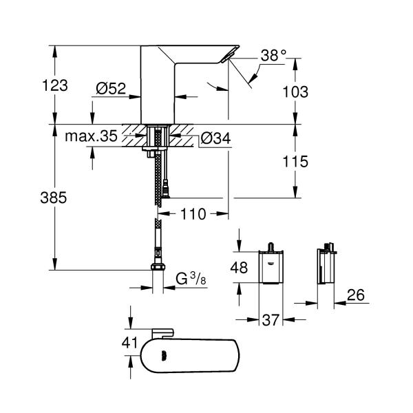 Grohe Bau Cosmopolitan E berøringsfri vandhane m/batteri