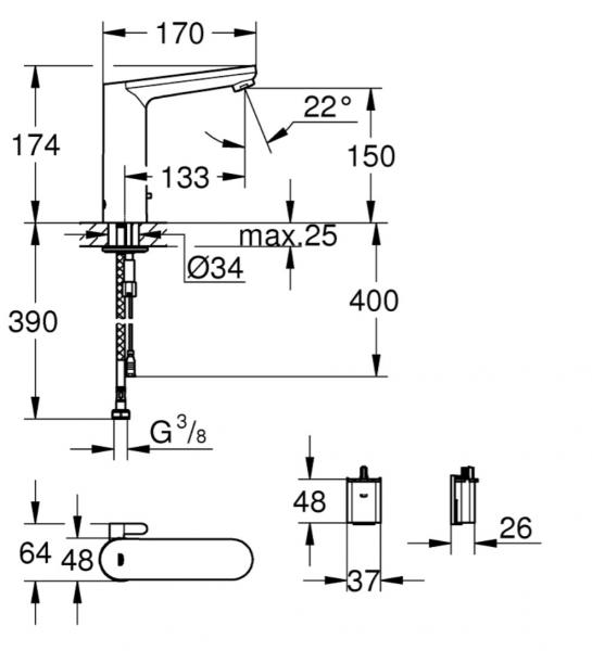 Grohe Eurosmart Cosmopolitan L berøringsfri vandhane m/batteri