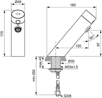 Ideal Standard ber&oslash;ringsfri h&aring;ndvaskarmatur - sort