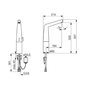 Oras Inspera 3017F berøringsfri vandhane m/bluetooth - Batteri