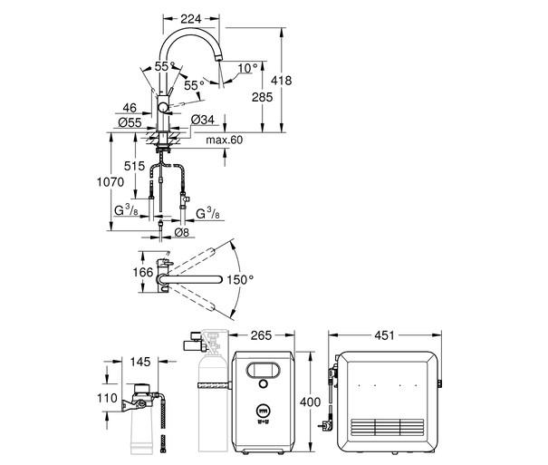 Grohe Blue Professional køkkenbatteri m/C-tud - Steel