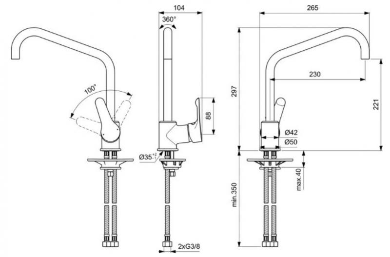 Ideal Standard Alpha køkkenarmatur - Krom