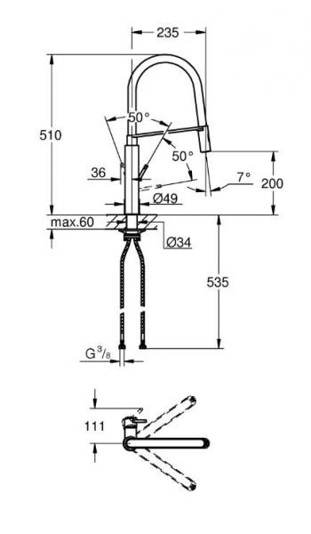 Grohe Concetto køkkenarmatur m/profi-bruser - Krom/sort