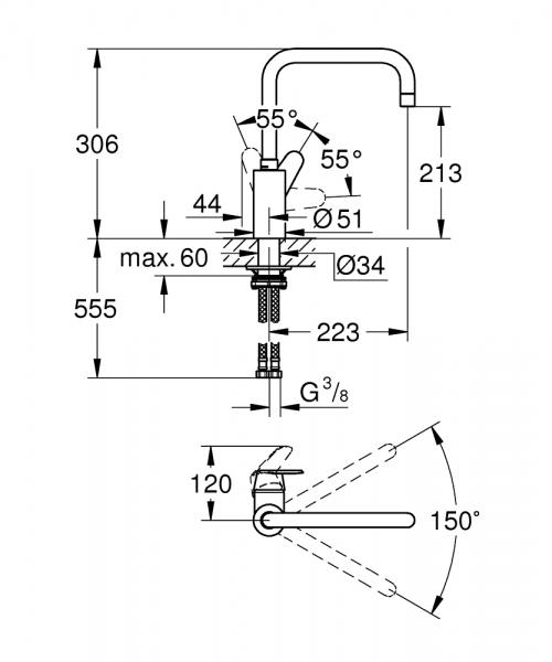 Grohe NEW Eurodisc køkkenarmatur - Krom