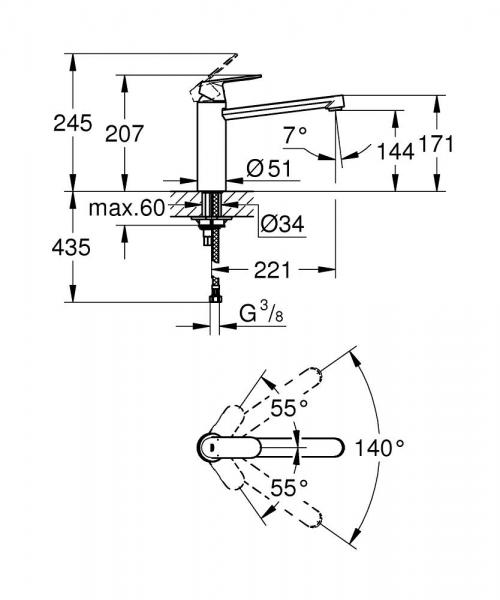 Grohe Eurosmart Cosmopolitan M køkkenarmatur - Steel