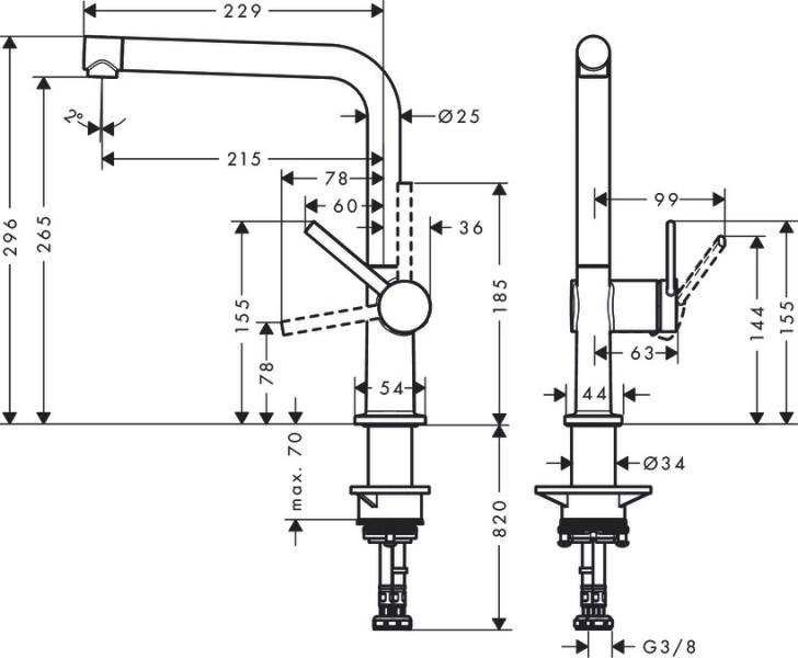 Hansgrohe Talis M54 køkkenarmatur m/L-tud - Krom