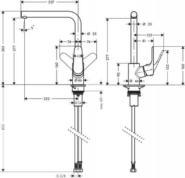 Hansgrohe Focus 280 køkkenarmatur - Mat sort