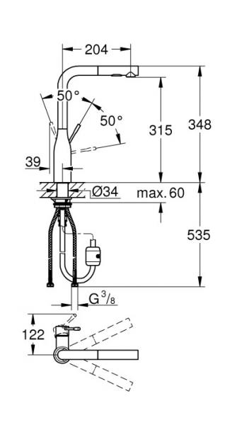 Grohe Essence New køkkenarmatur m/udtræk - Poleret warm sunset