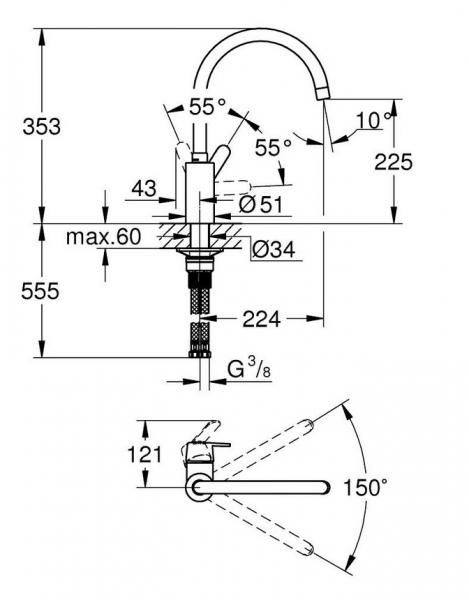 Grohe Get køkkenarmatur m/C-tud - Mat sort Grohe Get køkkenarmatur m/C-tud - Mat sort