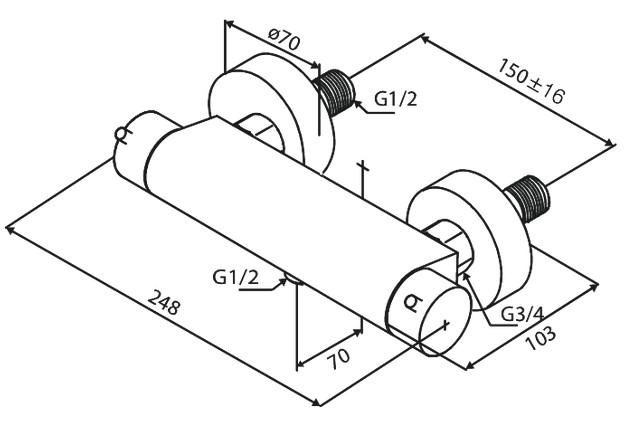 Damixa Iris brusearmatur m/termostat - Steel
