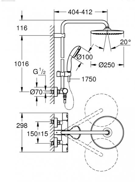 Grohe Vitalio Start ECO 250 komplet brusesystem - Krom