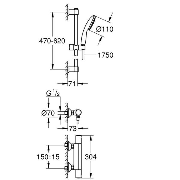 Grohe Precision Start komplet brusesystem m/termostat