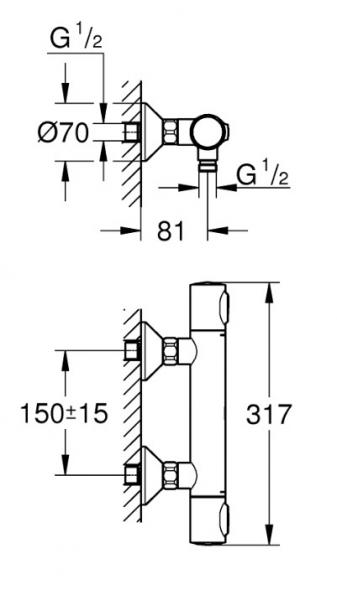 Grohe Precision Flow termostatbatteri til brus
