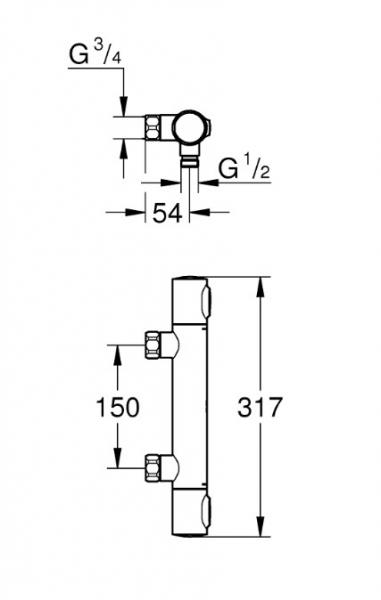 Grohe Precision Flow termostatbatteri til brus u/tilslutning