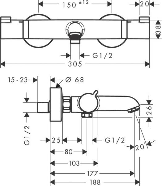 Hansgrohe Comfort termostat til brus/kar - Børstet bronze