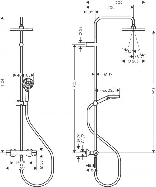 hansgrohe Vernis Blend 200 Showerpipe 1jet - Krom