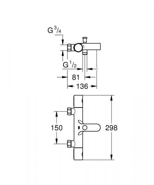 Grohe Grohterm 800 Cosmopolitan badekararmatur u/tilslutning - Krom