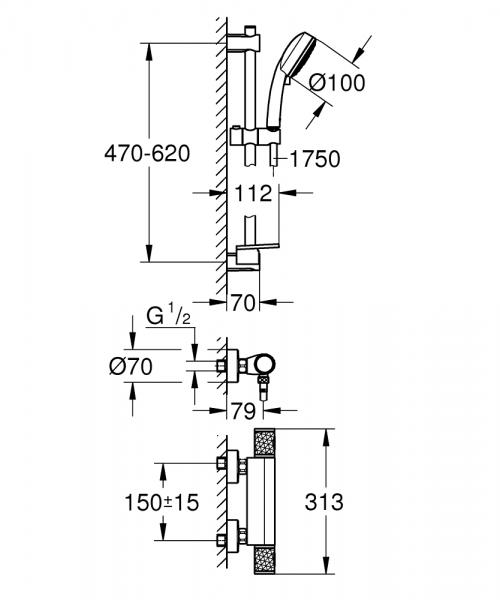 Grohe Precision Feel komplet brusesystem - Krom