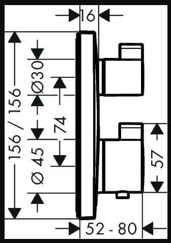 Hansgrohe Ecostat Square termostat m/2 udtag til indbygning - Mat sort