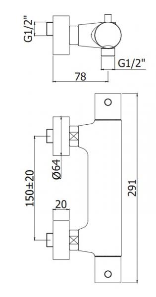 Lavabo Argo brusetermostat - Massiv messing