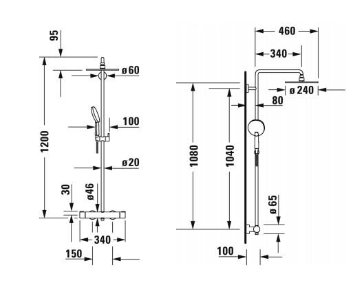 Duravit C.1 komplet brusesystem - Ø240 - Krom