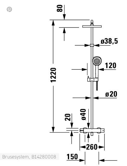 Duravit B.1 komplet brusesystem - Krom