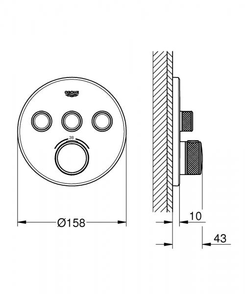 Grohe SmartControl indbygningsarmatur med 3 udtag - Poleret cool sunrise