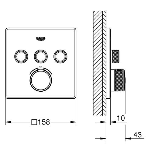 Grohe SmartControl 310 komplet brusesystem til indbygning - Firkantet/loft