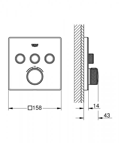 Grohe SmartControl indbygningsarmatur med 3 udtag - Hvid