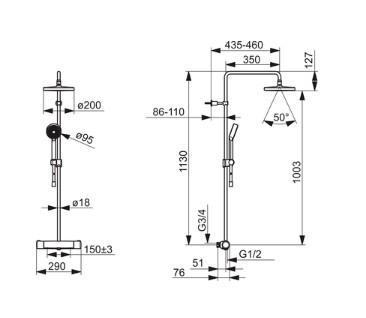 Oras Nova Rain 7402 komplet brusesystem - Krom