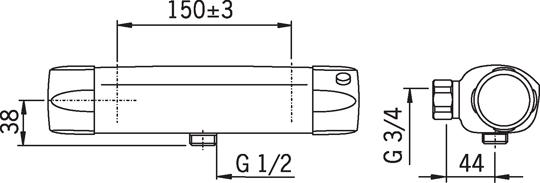 Oras Nova 7460 brusetermostat - Krom