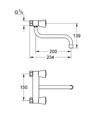 Grohe Costa S køkkenbatteri til væg