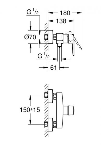 Grohe Start komplet brusesystem m/Vitalio håndbruser - Mat sort