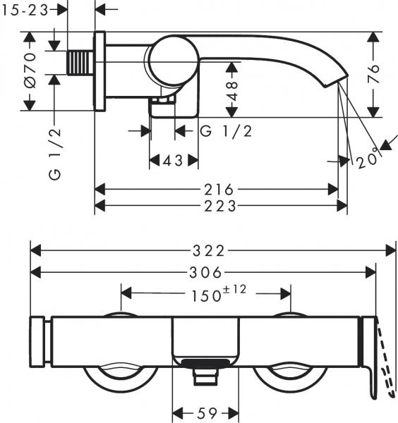 Hansgrohe Vivenis kar- og brusearmatur - Mat hvid