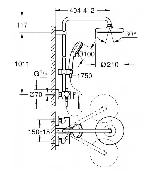 Grohe Tempesta Cosmopolitan 210 brusesystem u/ termostat