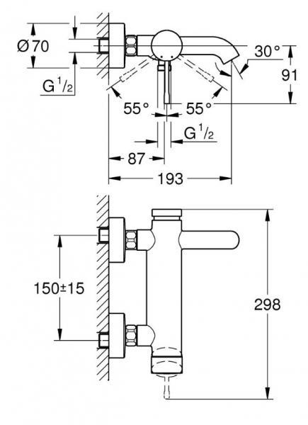 Grohe Essence komplet badekararmatur - Mat sort