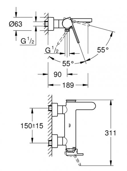 Grohe Plus brusearmatur til kar - Krom