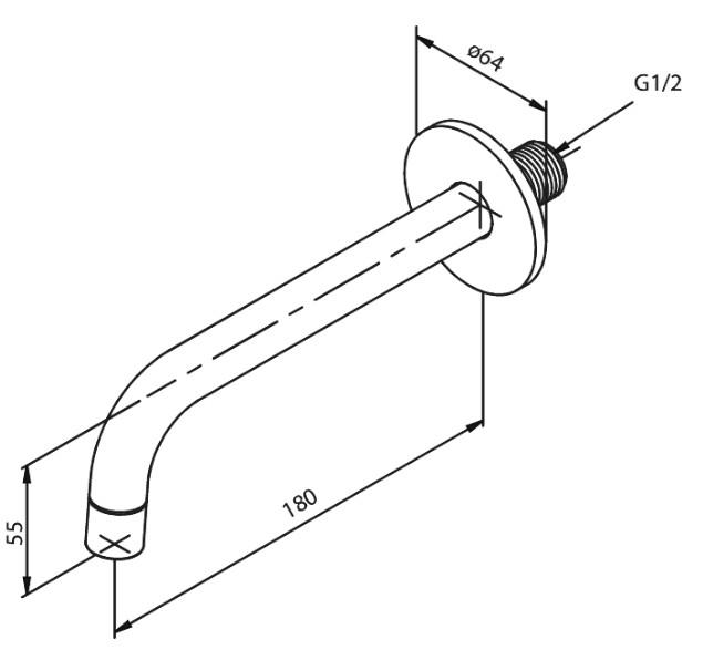 Damixa kartud til indbygning 180mm - Krom