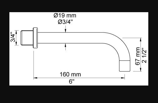 Vola fast tud - 160 mm - Krom