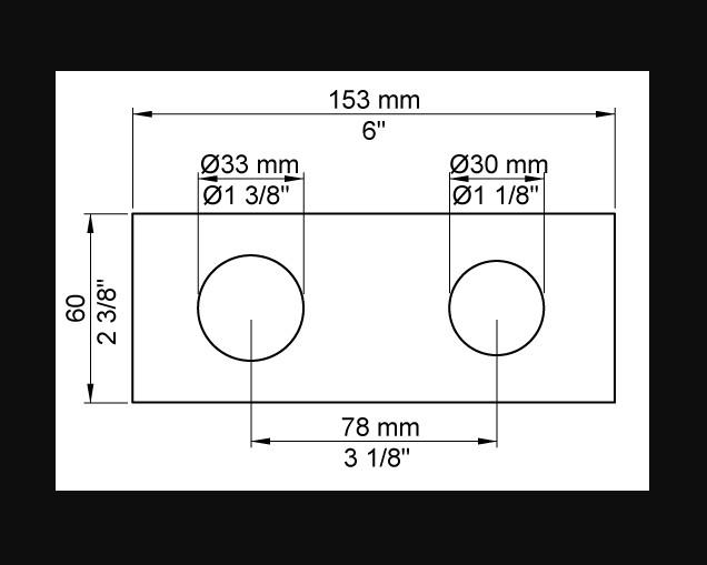 Vola 2-huls dækplade - Ø33/Ø33 - Krom