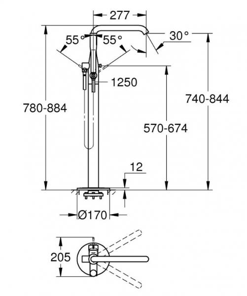 Grohe Essence fritstående badekararmatur - Steel Grohe Essence fritstående badekararmatur - Steel