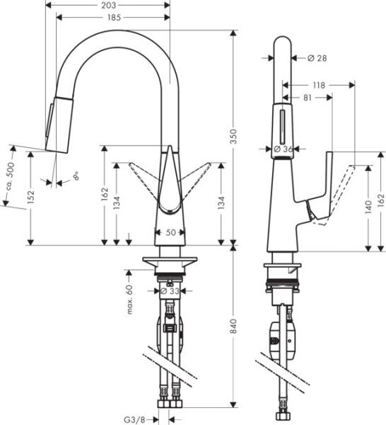 Hansgrohe Talis S 160 køkkenarmatur m/udtræk