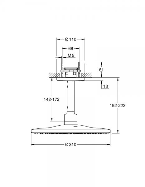 Grohe Rainshower 310 SmartActive rund hovedbruser t/loft - B&oslash;rstet cool sunrise