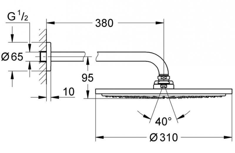 Grohe Rainshower Cosmopolitan 310 hovedbruser - Krom