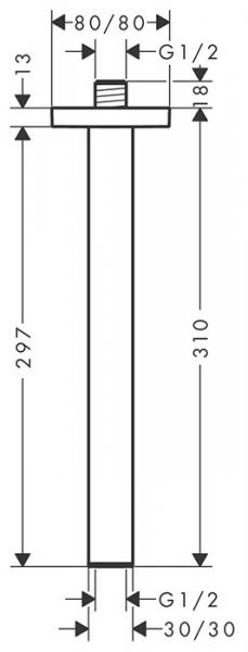 hansgrohe loftbef&aelig;stigelse E 30 cm 1/2" - B&oslash;rstet bronze