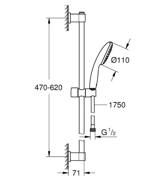 Grohe Vitalio Start 110 brusesæt 1 spray m/Water Saving