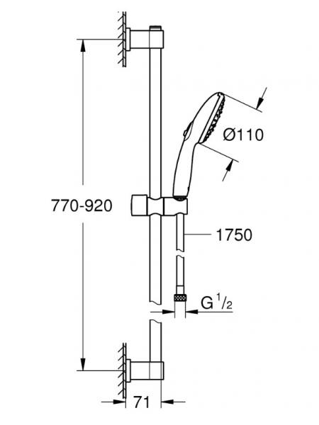 Grohe Vitalio Start 110 brusesæt 3 sprays m/Water Saving 900 mm