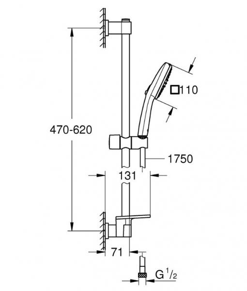 Grohe Vitalio Comfort 110 brusesæt 2 sprays inkl. brusehylde