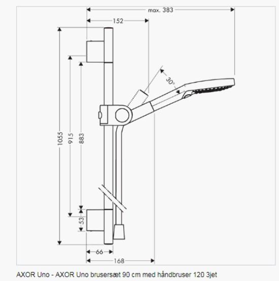 AXOR Uno 2 Select brusesæt S120 - Krom